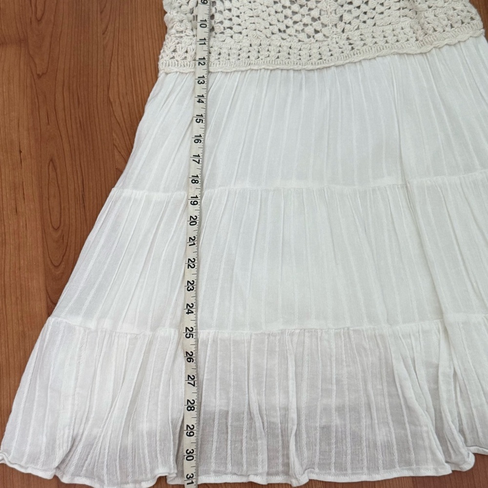 VGUC - AERIE Cream Halter Crochet Summer Dress Medium Beachy Hippie Boho Summer - Picture 7 of 7